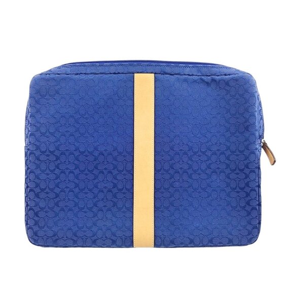 COACH Laptop Padded Blue Logo Signature Zip Bag - Size 14 x 11 x 2‎ - Picture 1 of 5